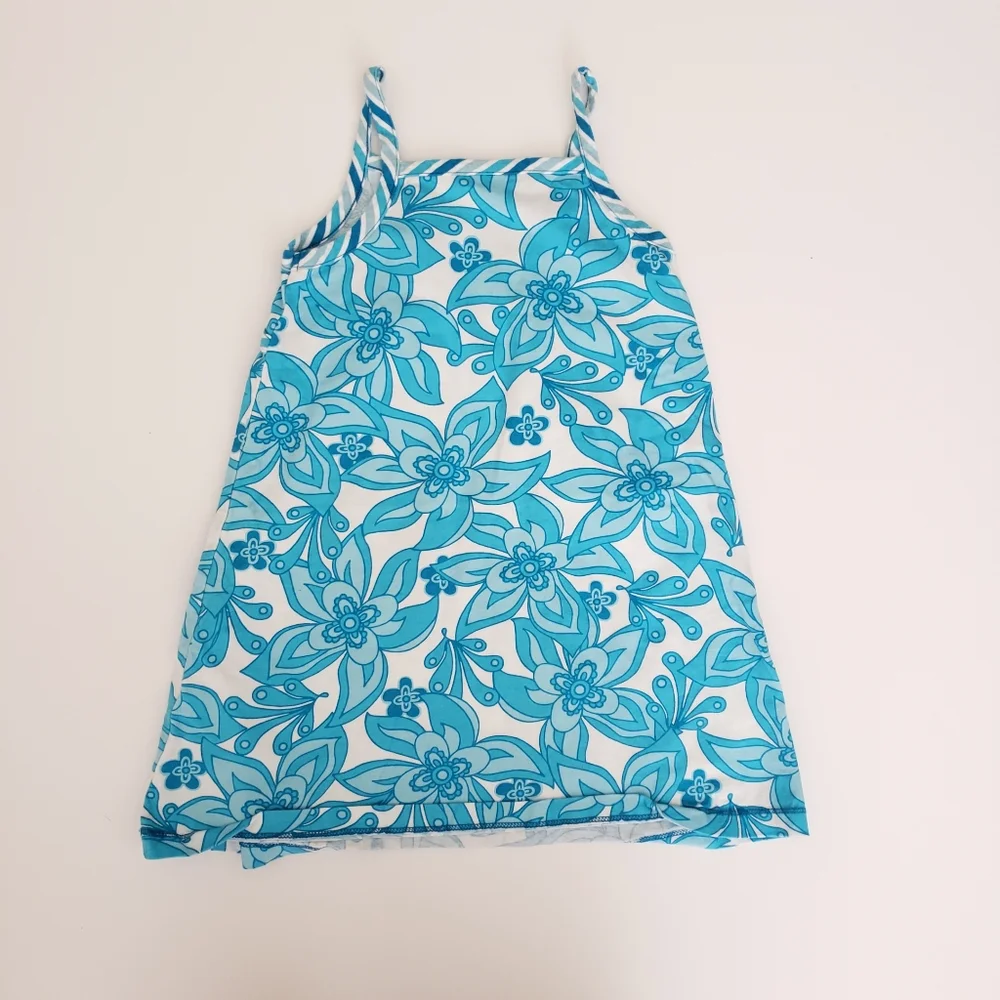 Hanna Andersson 100 / 4 Toddler Girl Blue Floral Patterned Retro Sun Dress